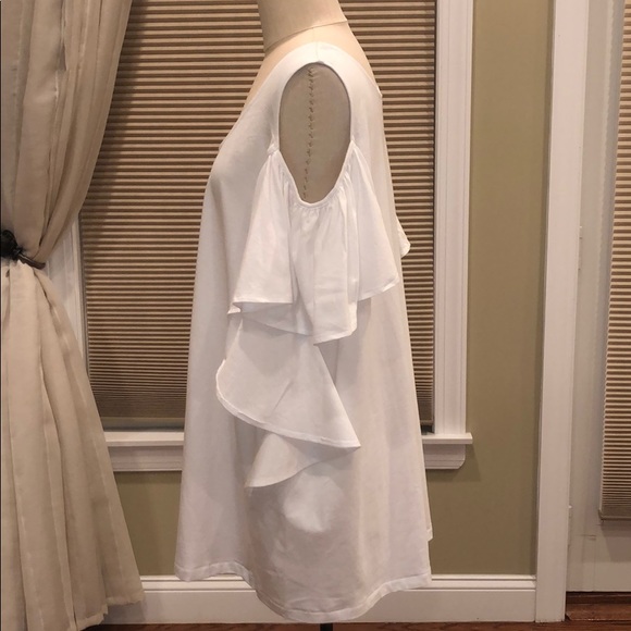 Nwot Roaman’s Cold Shoulder Ruffle Tee - Picture 3 of 6